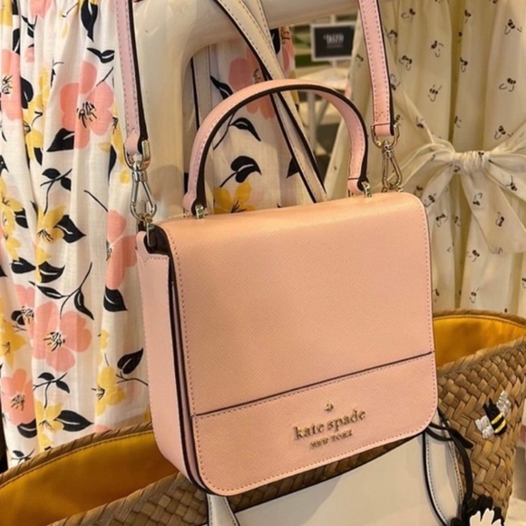 Brand new Kate Spade Staci Square Crossbody Saffiano Leather Chalk Pink - Picture 2 of 2